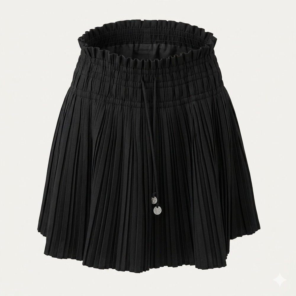 Zara Black Pleated Mini Skirt‎ Skort Preppy Academia Office Siren Size XS
